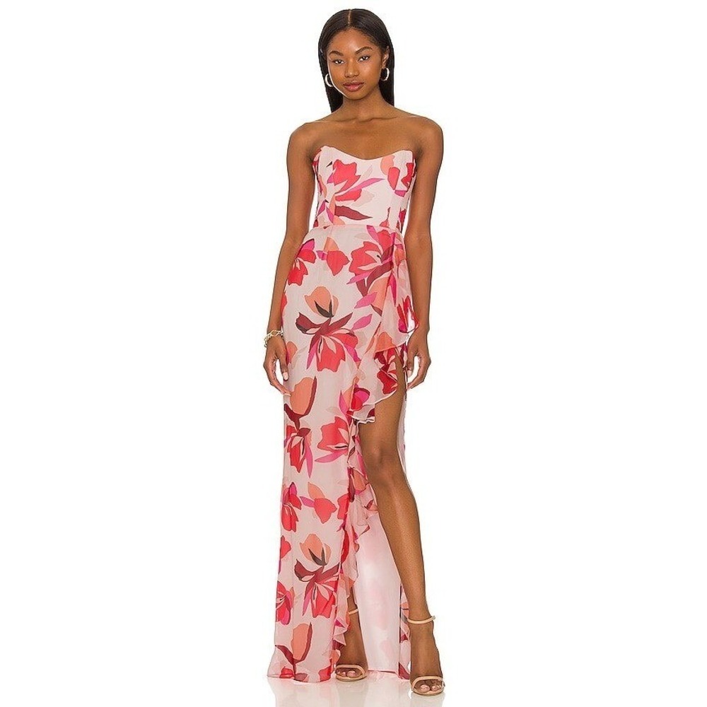 Katie May Los Angeles Baby Cakes Floral Strapless Maxi Dress Medium GWBG0378